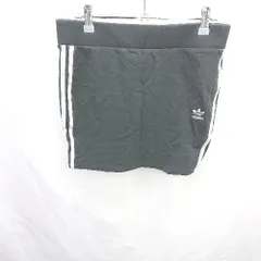 ◇ Θ adidas アディダス ウエストゴム スリーストライプ ミニ丈 タイト スカート サイズOT ブラック系 レディース E  【1507030010690】