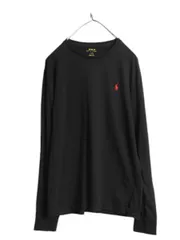 【お得なクーポン配布中!】 ポロ ラルフローレン 長袖 Tシャツ メンズ M / 古着 ロンT ロゴT コットン ワンポイント ロングスリーブ カットソー クルーネック ブラック