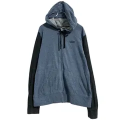 VANS ロゴスウェット パーカー L ブルーグレー ブラック ヴァンズ ジップアップ 古着卸 アメリカ仕入 a701-6502