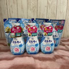 牛乳石鹸 泡ミルキィボディーソープ せっけん ポンプ600ml 3個 詰め替え用 480ml 4個セット