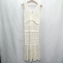 ◇ ⊂ merlot メルロー クロシェット キャミソール ニット 袖なし ロング ワンピース サイズF オフホワイト レディース E  【1410100019700】のサムネイル