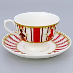 【中古】マグカップ･湯のみ 新一＆蘭＆平次＆和葉 ティーカップ＆ソーサー 「セガ ラッキーくじオンライン 名探偵コナンカフェ -ガーデンパーティー」 A-2賞