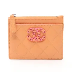 シャネル CHANEL コインケース ココマーク オレンジ キャビアスキン(グレインドカーフ) コインケース カードケース オレンジ ココマーク レディース Used B