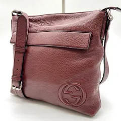 【良品】 GUCCI グッチ ショルダーバッグ トートバッグ ワンショルダーバッグ GG インターロッキング ソーホー エンボス レザー 革 レッド 赤色 クロスボディ ユニセックス 男女兼用 メンズ レディース