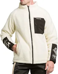 amatsu ボアジャケット メンズ もこもこ ブルゾン ジップアップ アウター(ホワイト,  L)