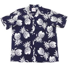 デューク・カハナモク DUKE KAHANAMOKU パイナップル柄 スペシャルエディション アロハシャツ DK36201 半袖シャツ 東洋エンター 箱入り 「デュークス・パイナップル」 DUKE'S PINEAPPLE ネイビー 新品