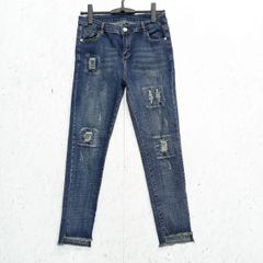DAY CLOSET デイクローゼット ダメージ ジーンズ スキニー デニム パンツ ストレッチ クラッシュ加工 ブルー Mサイズ ◎、□□