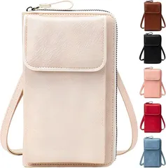 fogman スマホショルダー スマホポーチ おしゃれ かわいい PUレザー 小銭 財布 大容量(オフホワイト)