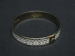 ■極美品■ COACH コーチ シグネチャー バングル ブレスレット アクセサリー レディース ゴールド系×ベージュ系 DI8447