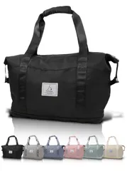 【特価セール】hichago ボストンバッグ 【サイズが2段階広がる】 旅行バッグ 3WAY ２段拡張 撥水 大容量 軽量 キャリーオンバッグ メンズ レディース 修学旅行 アウトドア 機内持ち込み １泊 ２泊 (2段拡張 ブラック)