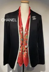 CHANEL　シャネル　大判スカーフ　 カメリア　宝石　ジュエリー　パール CHANEL シャネル 大判 スカーフ ストール 宝石 ジュエリー