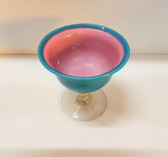 グラスコンポート　ピンク　水色【中古品】