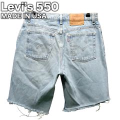 90's 米国製 Levi's 550 カットオフ ハーフパンツ 14REG（33インチ相当） 平置き約42cm バギー ショーツ フェード デニム