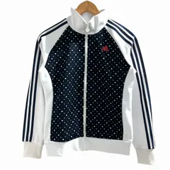 アディダス adidas 美品 トラックジャケット ジャージ ドット 紺 ネイビー 白 S