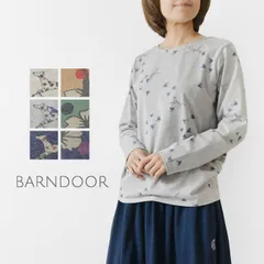 ＊【BARNDOOR バーンドア】天竺 ロングスリーブ プルオーバー カットソー / ロンT (1191155G)レディース 春 夏 長袖 北欧 フラワー 花 ドット 水玉 プリント 犬 動物 アニマル ナチュラル 服 おしゃれ 30代 40代 50代 60代