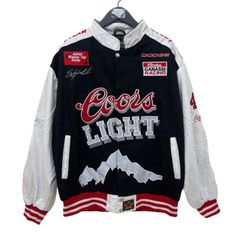 GC794 JEFF HAMILTON NASCAR ナスカー ビンテージ レーシングジャケット ジャケット 長袖 トップス 羽織り ホワイト×ブラック メンズ サイズL