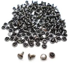 カシメ 6ｍｍ 足6ｍｍ ブラックシルバー 100組 両面 パーツ 金具