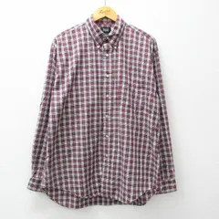 XL/古着 G.H.BASS 長袖 シャツ メンズ コットン ボタンダウン 赤他 レッド チェック 24feb03 中古 トップス
