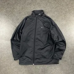 00s 2000's archive Nike Windbreaker ナイキ ウィンドブレーカー フルジップ ジャケット ロゴ スウッシュ ミニ 刺繍 ブラック 黒 メンズ L
