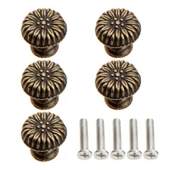 引き出しノブ アンティーク つまみ 取手 ハンドル 箪笥 建築金具ツマミ タンス キャビネット 戸棚食器棚 装飾 おしゃれ アイアン ネジ付き 5個セ ット …