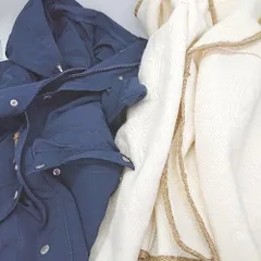 ■ ⊇ CLASSICAL ELF クラシカルエルフ 2way ミドル丈 長袖 モッズコート サイズM ネイビー系 レディース E  【1507280013489】