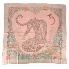美品 HERMES エルメス カレ90 Les Pivoines 芍薬 ピンク x