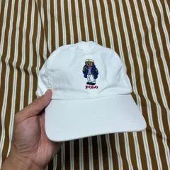 未使用級✨ポロ ラルフローレン キャップ ポロベアキャップ ブラック　59cm 90s USA製 ralphlauren polo bear ロングビル キャップ/ラルフ