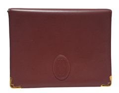 新品同様 カルティエ マスト セカンドバッグ クラッチバッグ ボルドー　レザー ストラップ付き メンズ レディース Cartier