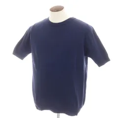 【中古】ルトロワ Letroyes ハイゲージ コットン クルーネック 半袖 プルオーバーニット ネイビー【サイズL】【メンズ】のサムネイル