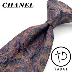 CHANEL シャネル　ネクタイ　ボタニカル　ペイズリー　ブラック　シルク100% イタリア製