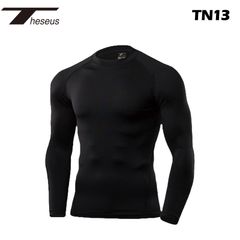 【 THESEUS 】 テセウス  TN13 ブラック メンズ シャツ インナー 長袖 コンプレッションウェア スポーツ ジム ジョギング ランニング サッカー ウェア ゴルフ スーツ 下着 春 夏 秋 冬 クルーネック 丸首 冷感 速乾 軽量 伸縮性