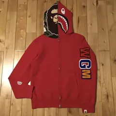 BAPE 赤迷彩 シャークパーカー Red camo シャーク パーカー Mサイズ shark full zip hoodie a