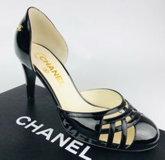 CHANEL・シャネル★レディース パテントレザー メタルココマーク セパレート パンプス（37 1/2C）