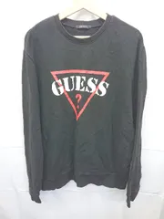 ◇ ⊇ GUESS ゲス ロゴプリント 長袖 トレーナー スウェット ブラック メンズ E  【1506110002549】
