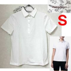 新品 S ★ コストコ PARASUCO レディース 半袖 ポロシャツ ホワイト コットン 綿 パラスコ シンプル 定番 ベーシック 伸縮 ストレッチ 襟付き シャツ 白