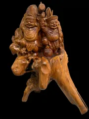 極上品　仏教工芸品　一刀彫　総ケヤキ材　福神　恵比寿　大黒 極上品 仏教工芸品 一刀彫 総ケヤキ材 福神 恵比寿 大黒