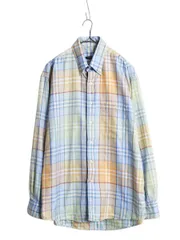 【お得なクーポン配布中!】 USA製 バーバリー ロンドン チェック 長袖 ボタンダウン シャツ メンズ L / BURBERRY LONDON 薄手 ポケット付き マルチカラー ワイシャツ