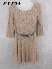 ◇ ◎ CROLLA クローラ ベルト付 水玉 ドット 七分袖 ミニ ワンピース サイズ38 ベージュ レディース 【中古】 【1002802377754】のサムネイル
