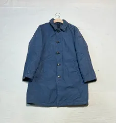 90s HenryCottons メルトンシングルコート 内側キルティングL 紺