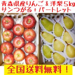 青森県産りんごサンつがる8-12玉程度・洋梨パートレット８～１２玉程度　合計５ｋｇセット