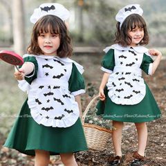 ハロウィン コスプレ 子供 仮装 衣装 キッズ ハロウィン 衣装 ウェイトレス ハロウィン 仮装 子供 半袖 ワンピース カチューシャ セット ハロウィン 衣装 女の子