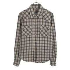 リーバイス チェック 長袖 ウエスタンシャツ M ホワイト×パープル LEVI'S レディース 古着 【240518】