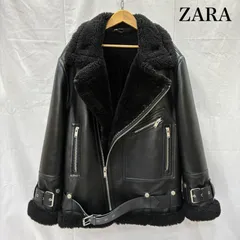 即完売　ZARA ザラ　ボア　シングルライダース　ブラック　USA L 美品】ZARA ザラマン シングルレザーライダースジャケット
