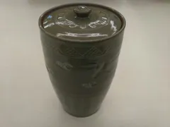 茶道具 水指 水差し 一重口 青磁 雲鶴 中村与平作 一重口水指