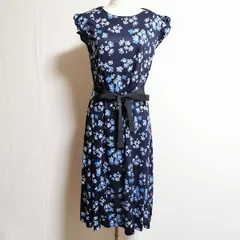 #snc ギャラリービスコンティ GALLERY VISCONTI ワンピース 花柄 フレア 2 紺 青系 タグ付き 美品 レディース [885267]
