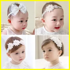 ベビー ヘアバンド 4本入り 赤ちゃん ヘアアクセサリー 子供 女の子 髪飾り レースかわいい おしゃれ ベビーヘッドバンド ゴムバンド お祝い 誕生日 記念日 撮影 出産祝い(C)