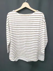 ◇ Θ UNITED ARROWS ユナイテッドアローズ ボーダー柄 七分袖 カットソー サイズF ブラウン ホワイト レディース E  【1507010009614】