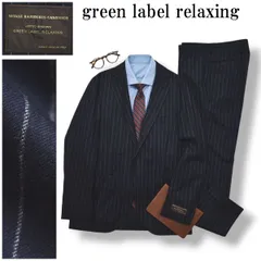 【未使用品】 グリーンレーベルリラキシング カノニコ Vitale Barberis Canonico ピンストライプ柄 シングル 段返り3B スーツ セットアップ 上下 通年 50 ネイビー メンズ