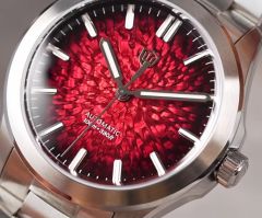 ◆日曜日まで限定価格！新作 Watchdives 未使用新品 WD0005B レッド  アイスクラック Seiko NH35 自動巻き 腕時計 付属品付き 稼働中　watch dives