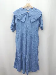 ◇ ⊂ SM2 サマンサ モスモス 襟デザイン 半袖 ロング ロングワンピース サイズF ブルー系 レディース E  【1506130006961】